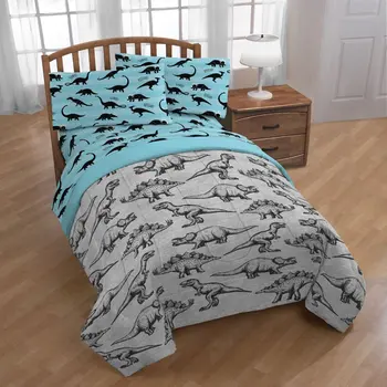 Комплекты постельного белья Dinosaurs Twin из 4 предметов, с Одеялом, Плоской Простыней, Подогнанной Простыней и наволочкой