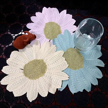 2 шт. Изоляционный коврик с вышивкой в виде цветка, коврик для обеденной тарелки, кружевная ткань 