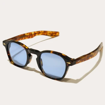 Jacques Брендовые толстые ацетатные квадратные Мужские солнцезащитные очки, женские солнцезащитные очки с защитой от ультрафиолета UV400, Высококачественная оправа, сине-зеленые линзы