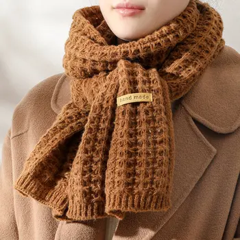 Новый зимний Вязаный шарф, Модные женские Длинные Шарфы, Женская Винтажная Большая Шаль, Мягкий теплый шерстяной шарф из пашмины