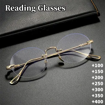 Модные Очки для пожилых людей от пресбиопии, Складывающиеся Очки без оправы с защитой от синего света, Мужские Очки с затемнением линз, Рецептурные очки +0 - +300