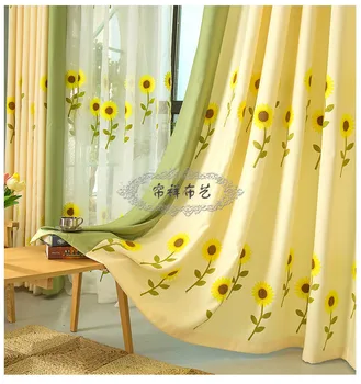 Высококачественная занавеска с вышивкой подсолнухом подходит для гостиной/спальни/ткани для штор на заказ