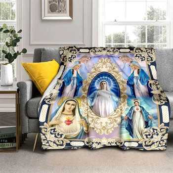 Одеяло Иисуса, Фланелевое Одеяло с Рисунком Девы Марии, Супер Мягкое Флисовое Одеяло, Диван Для Спальни, Христианский Подарок