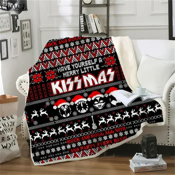 Рождественские одеяла KISS Band; 3D одеяла для кроватей; Стеганое одеяло для взрослых; Покрывало для дивана; одеяло для путешествий; модный персонаж для вечеринки
