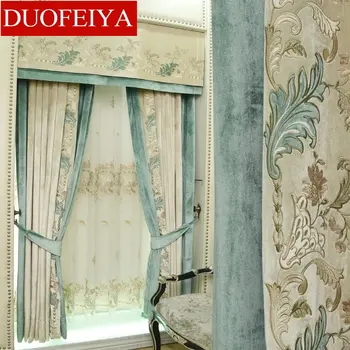 Королевская европейская занавеска роскошная гостиная, фланелевая занавеска с вышивкой, ткань для эркера, абажур для спальни, скандинавская занавеска из марли