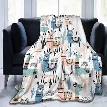 Одеяло с кактусом Ламы, Ультра Мягкое теплое легкое плюшевое фланелевое покрывало для дивана-кровати, дивана для кемпинга, декора гостиной, подарков