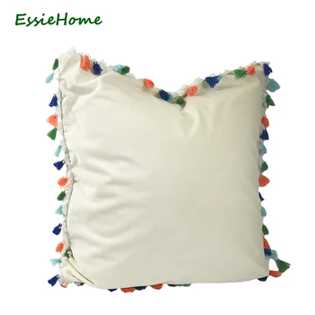 ESSIE HOME Милая мягкая бархатная подушка с кисточками, наволочка, наволочка с кисточками, наволочка для подушки, прекрасный декор детской комнаты