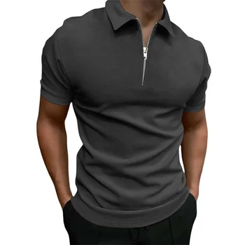 Мужские рубашки для гольфа, Повседневные топы с коротким рукавом и воротником, однотонные облегающие рабочие спортивные рубашки