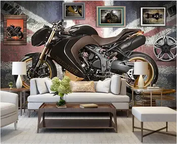 3d обои на заказ фотообои Ретро британский стиль мотоцикл кирпичная стена домашний декор 3d настенные росписи обои в гостиной