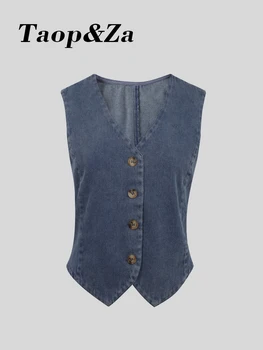 Женская повседневная одежда Taop & Za, ковбойский жилет, безрукавка по контракту с джокером