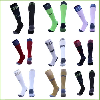 Новые стили европейского футбольного клуба Детские футбольные носки для взрослых, футбольные носки для мальчиков, детские спортивные носки до колена, длинные утепленные мужские носки