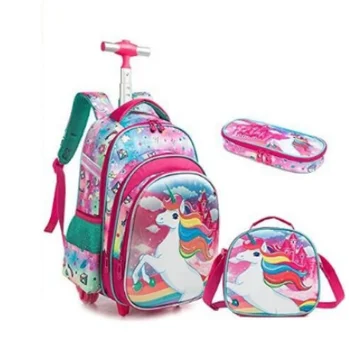 3 шт., набор школьных сумок на колесиках с ланч-боксом, детская сумка для шутороллеров, рюкзак на колесиках для мальчиков, дорожная сумка-тележка для багажа