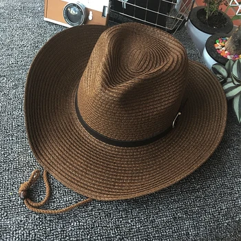 Ковбойская шляпа, Соломенная шляпа для мужчин и женщин, Универсальный солнцезащитный крем для летних прогулок, козырек с большими полями, Складная тканая пляжная кепка, Лидер продаж