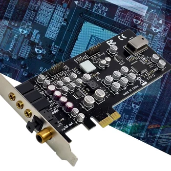 CM8828 PCI-E X1 7,1-Канальная звуковая карта с температурным заполнением HD-аудиокарта профессионального класса (черная)