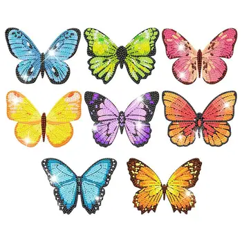 Бабочки, Стразы, Искусство, Бабочки, Цветы, Стразы, Набор для рисования, Полная круглая дрель, Стразы