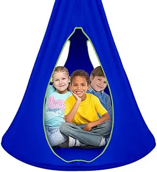 Качели для детей - Прочный подвесной гамак с регулируемой веревкой - 2 окна и 1 вход - Палатка на дереве, сенсорные качели для детей