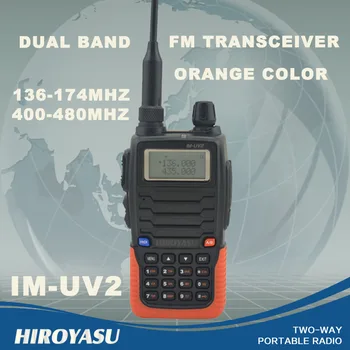 Портативный двусторонний FM-трансивер HIROYASU оранжевого цвета IM-UV2 136-174 МГц и UHF400-480 МГц, двухдиапазонный 5 Вт/3 Вт 128 Канальный FM 65-108 МГц