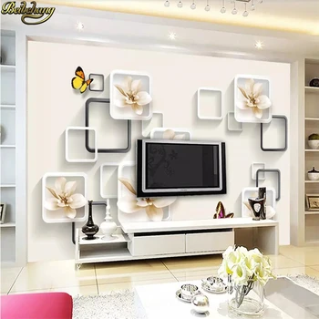 beibehang Пользовательские Фотообои с бабочкой-Лилией 3D Настенная бумага в рулоне ТВ фон 3D обои для пола для гостиной