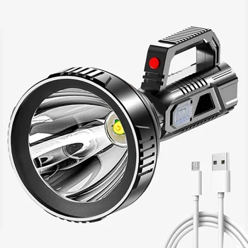 Портативный Прожектор Мощный светодиодный Фонарик USB Перезаряжаемый Прожектор для кемпинга на открытом воздухе Водонепроницаемый Ручной прожектор