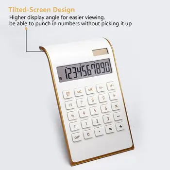Мини-калькулятор ЖК-экран Большой дисплей Отзывчивая кнопка арифметическое управление Золотая рамка настольный калькулятор двойного питания