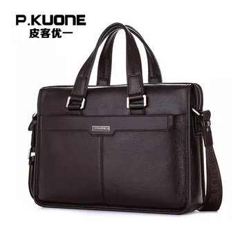 P.kuone роскошная брендовая мужская сумка из натуральной кожи, сумки через плечо, портфель для деловых мужчин большой емкости, ноутбук