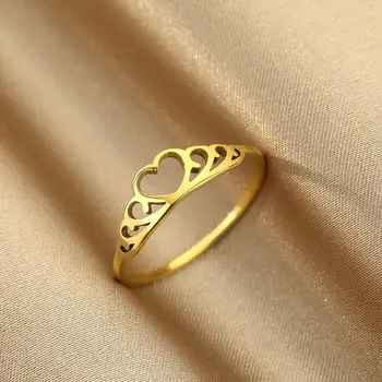 Стильное и минималистичное кольцо с короной из нержавеющей стали с лазерной гравировкой, кольцо принцессы, датское кольцо, серебряные украшения, подарок на годовщину