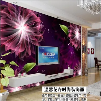 Beibehang 3d обои На Заказ 3D Фиолетовые Цветочные Эстетичные Современные 3D Обои для Гостиной На Заднем Плане Декоративная Роспись Стен Обои