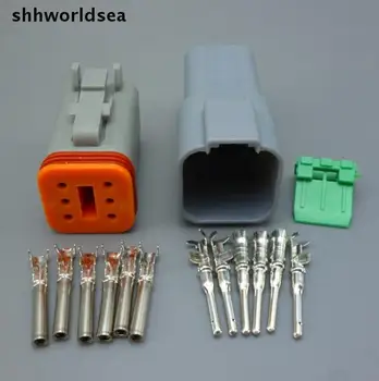 Shhworldsea 1 комплект 6 контактов Мужской женский Электрический провод Водонепроницаемый разъем DT06-6S DT04-6P 22-16AWG