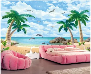 WDBH 3d обои на заказ фото Кокосовая пальма вид на море природные пейзажи домашний декор комнаты 3d настенные фрески обои для стен 3 d