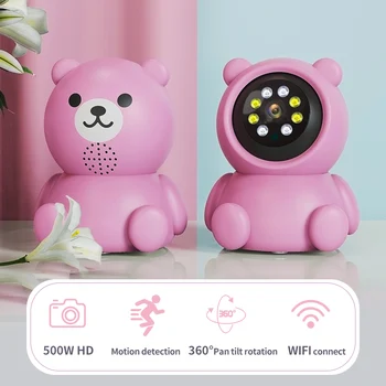 HD 1080P WiFi Камера Наблюдения за домом с мультяшным медведем, Comcorder, Обнаружение движения, ИК ночного видения, детский IP-монитор безопасности
