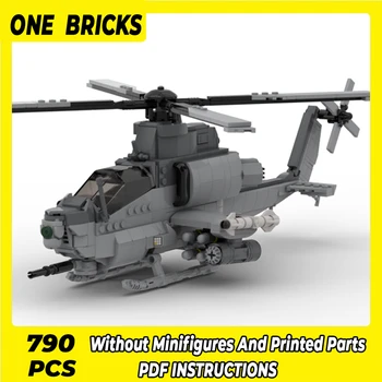 Moc Строительные блоки, Военный ударный вертолет AH-1Z Viper, Технические кирпичи, сборка 