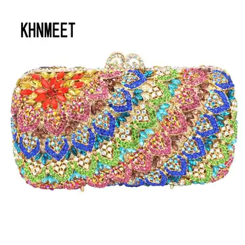KHNMEET Синяя банкетная сумка с бриллиантами, подвеска, хрустальные вечерние сумки, бриллианты, женская сумочка для вечеринки, свадебный клатч для новобрачных SC149