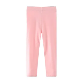 Хит продаж, леггинсы для девочек, розовые однотонные детские узкие брюки полной длины, осенне-весенние детские брюки-карандаш