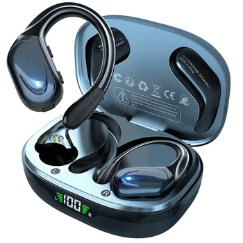 Наушники Bluetooth 5.3, настоящие беспроводные наушники с кнопкой управления микрофоном, ушные крючки с шумоподавлением, Водонепроницаемая гарнитура для занятий спортом