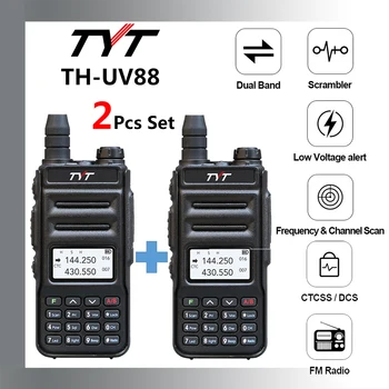 Портативная рация TYT TH-UV88, комплект из 2 предметов, VHF/UHF, 5-Ваттная Портативная двухсторонняя рация FM Дальнего действия, Любительский аналоговый приемопередатчик