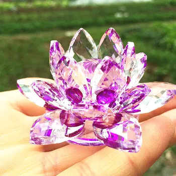 Полная цена продажи Красивый 140 мм Кристалл K9 Фиолетовый цветок лотоса Стеклянное изделие Украшение дома/Буддийский орнамент/ Подарки на день рождения