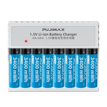 8 слотов литиевая батарея 1,5 В Зарядное устройство для литиевой батареи AA 1,5 В Литиевая батарея Большой емкости литий-ионная аккумуляторная батарея с кабелем