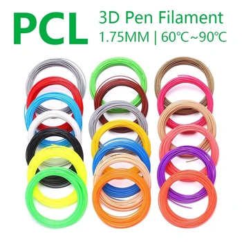 Нить для 3D-ручки PCL 1,75 мм, 20 цветов, Низкотемпературный пластик для 3d-ручки, нить для 3d-печати pcl abs pla 1,75
