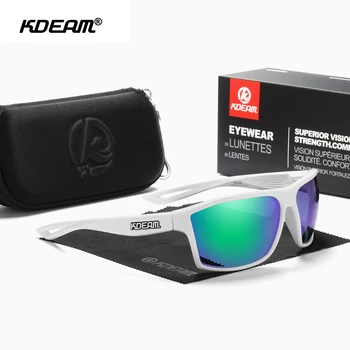 Поляризованные спортивные солнцезащитные очки KDEAM UV400 TR90, мужские небьющиеся солнцезащитные очки для вождения, стильные солнцезащитные очки в бесплатном футляре