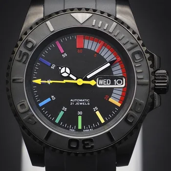40 мм SUB Watch lightning секонд-хенд часы черные Переливающиеся часы NH36 с автоматическим механическим механизмом часы на заказ