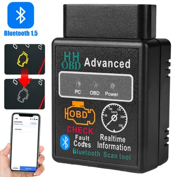 Elm327 V1.5 Считыватель кодов OBD2 OBDII Автомобильный Bluetooth-Совместимый Диагностический инструмент Диагностический сканер для Android IOS Windows