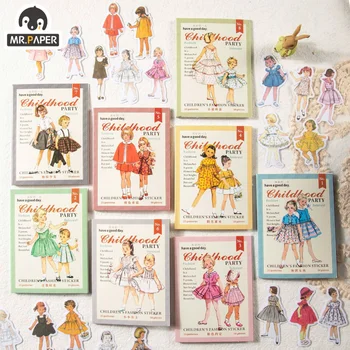 Mr.Paper 8 стилей, 50 Листов в упаковке, наклейки Васи, Винтажная картина маслом, Справочник по детской модной одежде, материал 