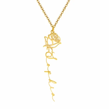 Персонализированное Ожерелье с именем Розы Для женщин, подвеска с буквами из нержавеющей Стали, ювелирные изделия