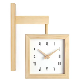 Двухсторонние деревянные настенные часы, современные бесшумные часы для гостиной, 3d креативные квадратные настенные часы, Домашний декор, Подарок Duvar Saati FZ749