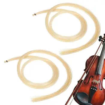2 Мотка Универсального Желто-белого конского волоса для Скрипки, Смычковых музыкальных инструментов, Деталей и аксессуаров для скрипки