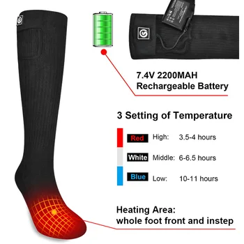Электрический носок с подогревом, Дышащие хлопковые Носки с тепловым подогревом в дальнем инфракрасном диапазоне Для теплой зимы