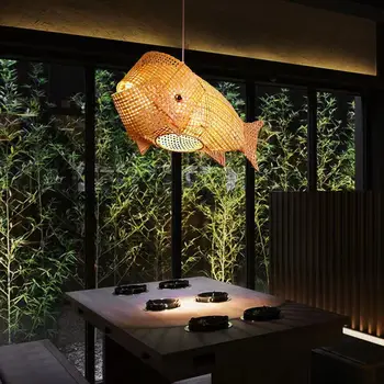 Лампа ручной работы из ротанга в пасторальном стиле, подходит для освещения ресторанов, гостиных, бамбуковых и деревянных люстр