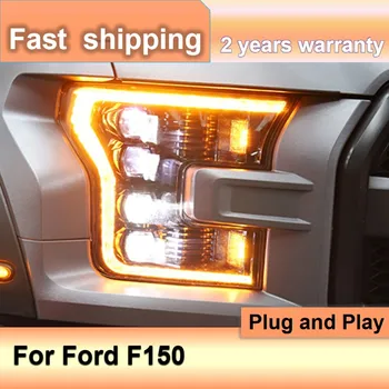 Автомобильные Аксессуары для Ford F150 Головной Фонарь 2015-2020 Raptor Фары DRL Динамический Сигнал Поворота Объектив Проектора дальнего света