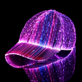 Семь цветов мигающий светодиодный волоконно-оптический свет шляпа свет от партии эффективности деятельности бейсбольная кепка шляпа рыбака