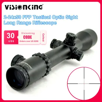Оптический прицел Visionking 2-24x50 SFP с красной подсветкой, Снайперский противоударный, с широким полем зрения для .30-06 .308 .338